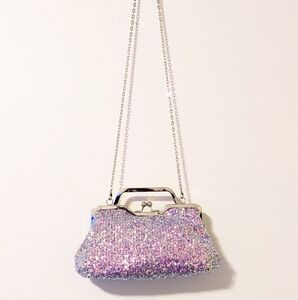 Purple Iridescent Sequin Clutch Bag